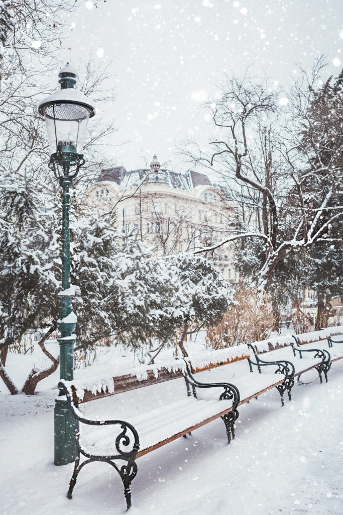 Snowy views at the Stadtpark in Vienna 