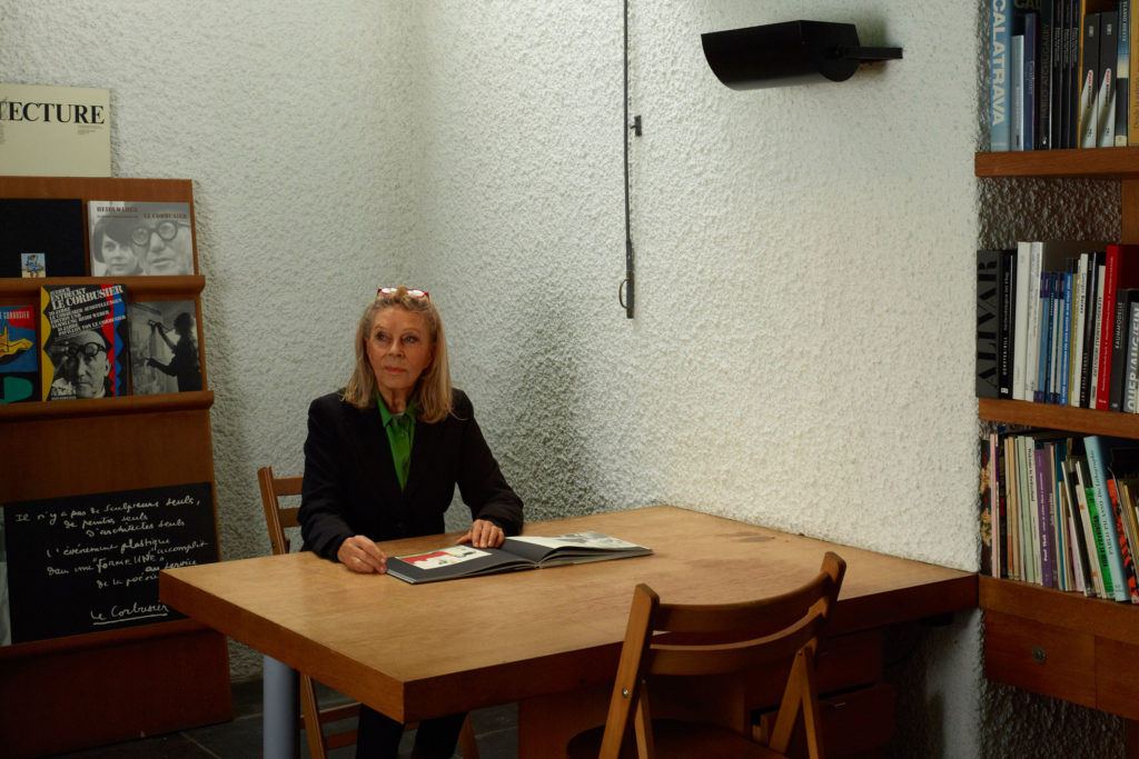 Heidi Weber in the basement of the museum Pavillon Le Corbusier, formerly known as La Maison d’Homme