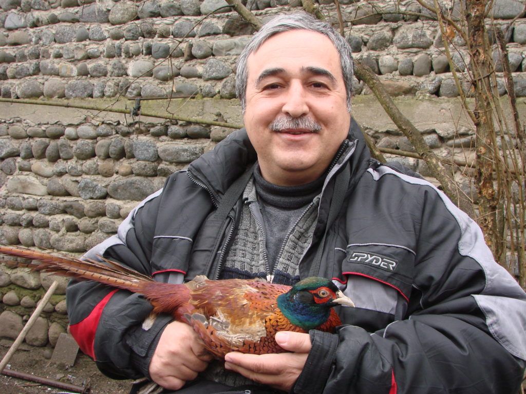 Elchin Sultanov with a pheasant in southern Azerbaijan