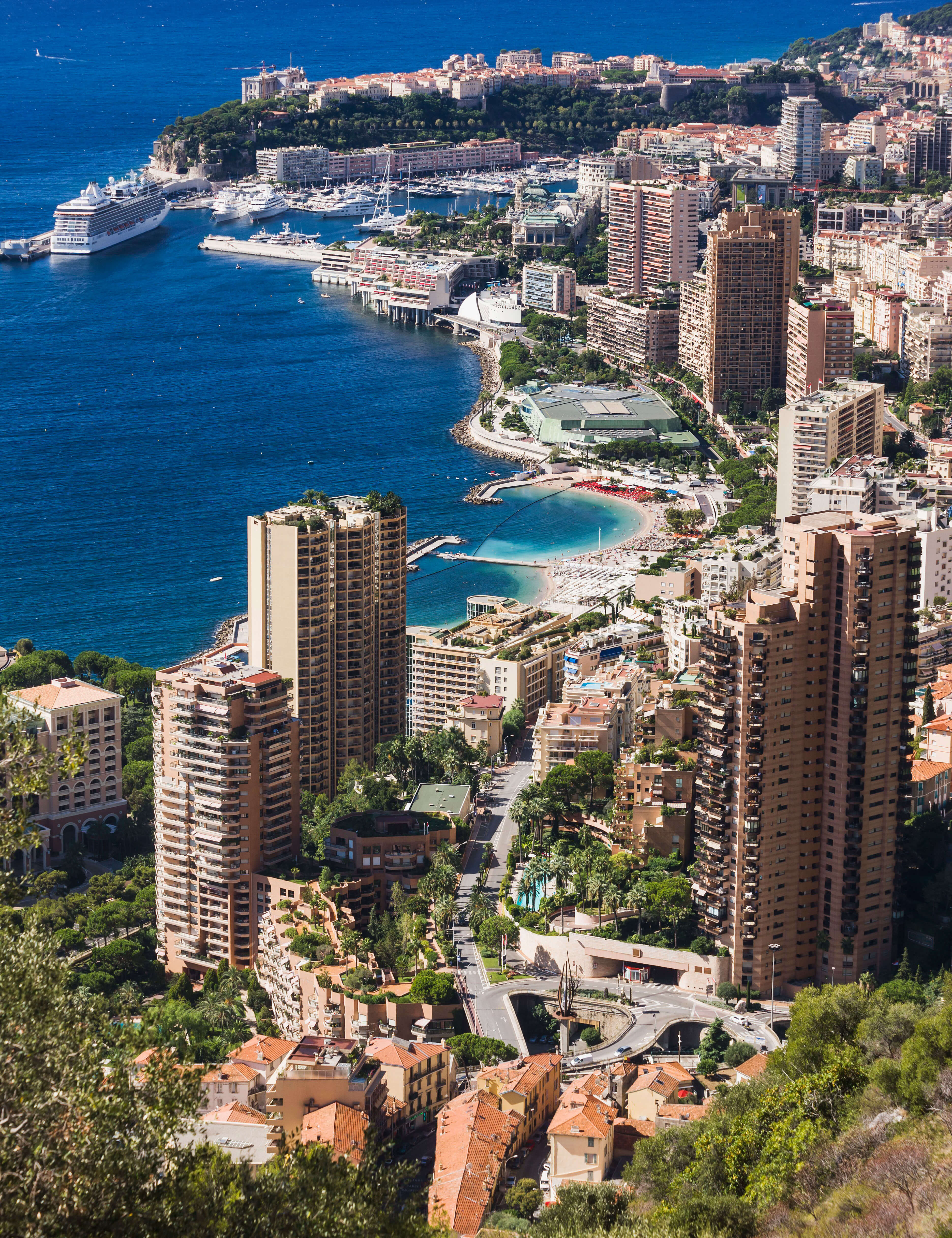 Montecarlo and Monaco Ville from the Grande Corniche