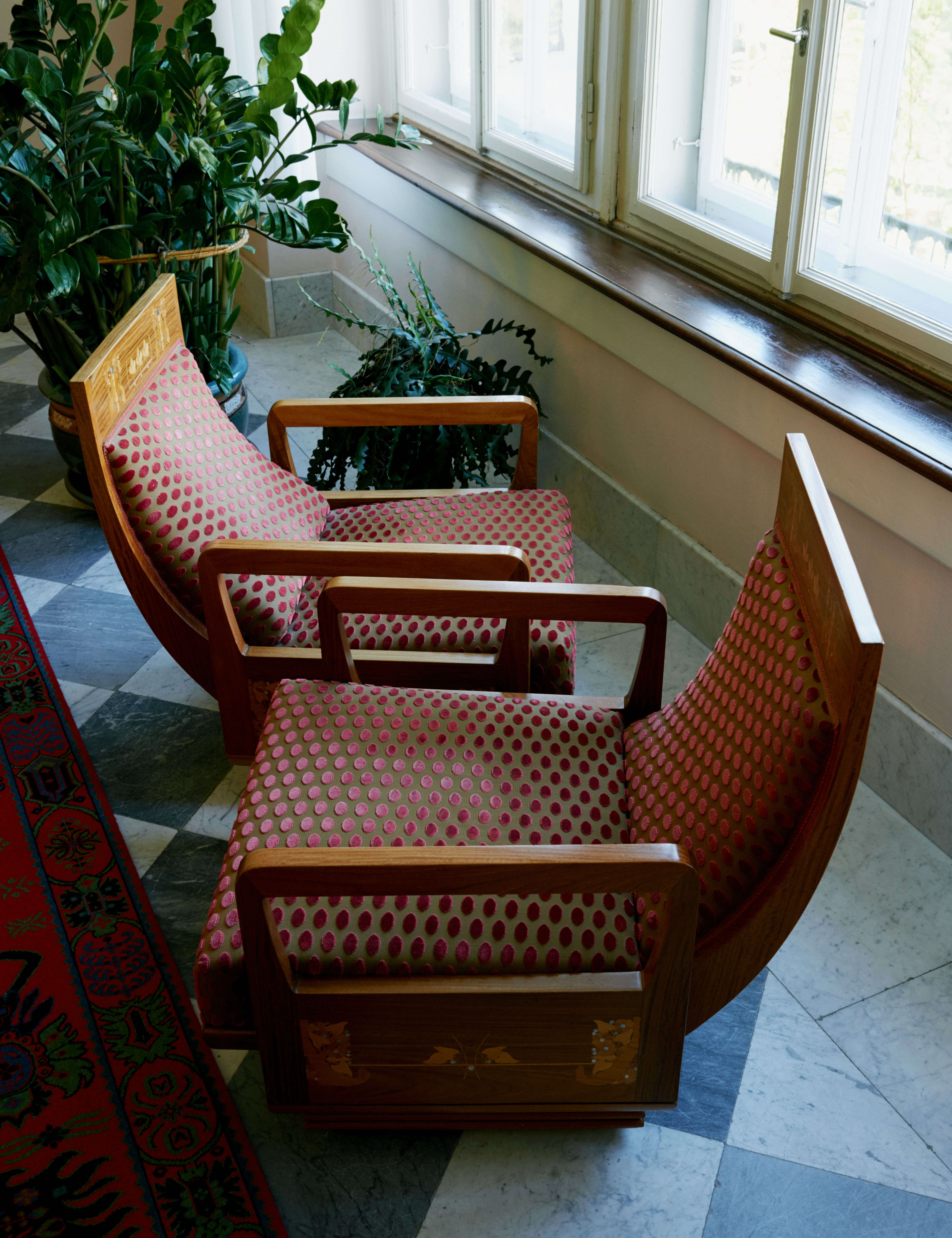 Chairs in the Wauldhaus Sils hotel 
