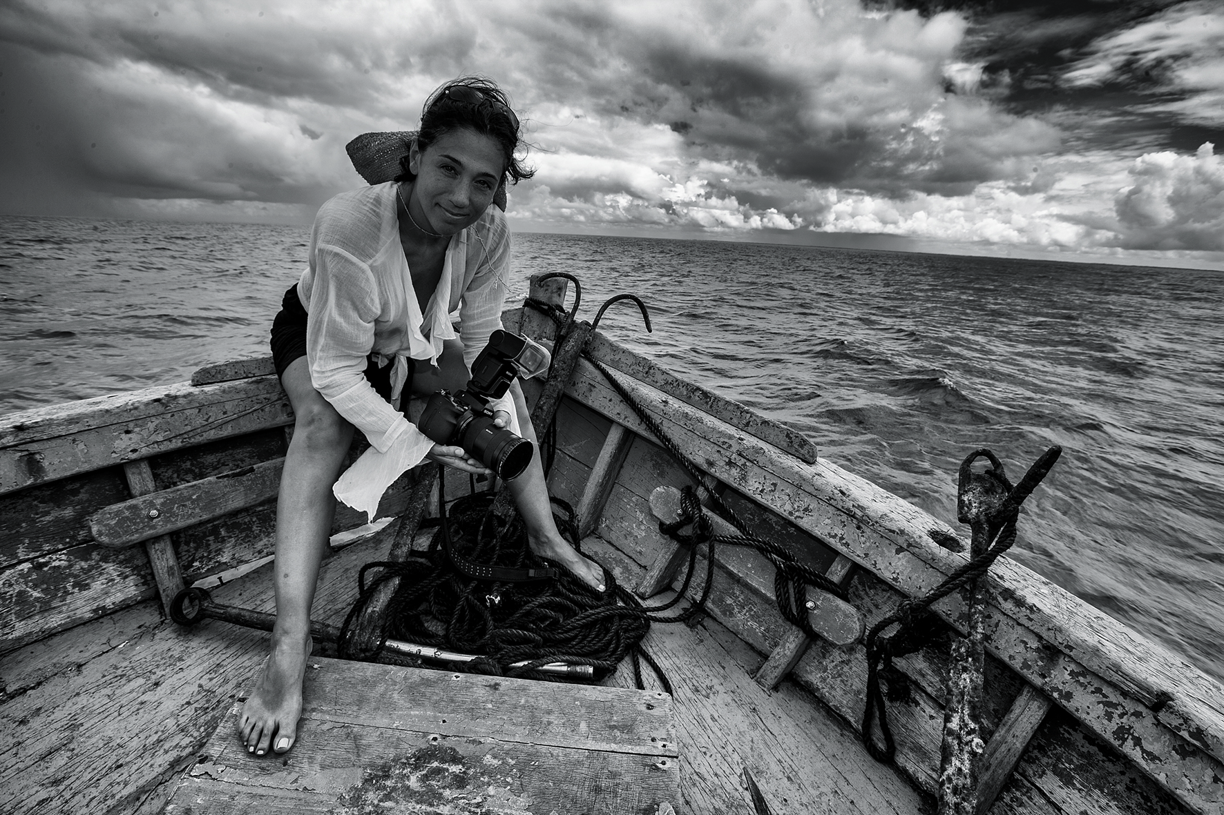 Cristina Mitermeir on a boat